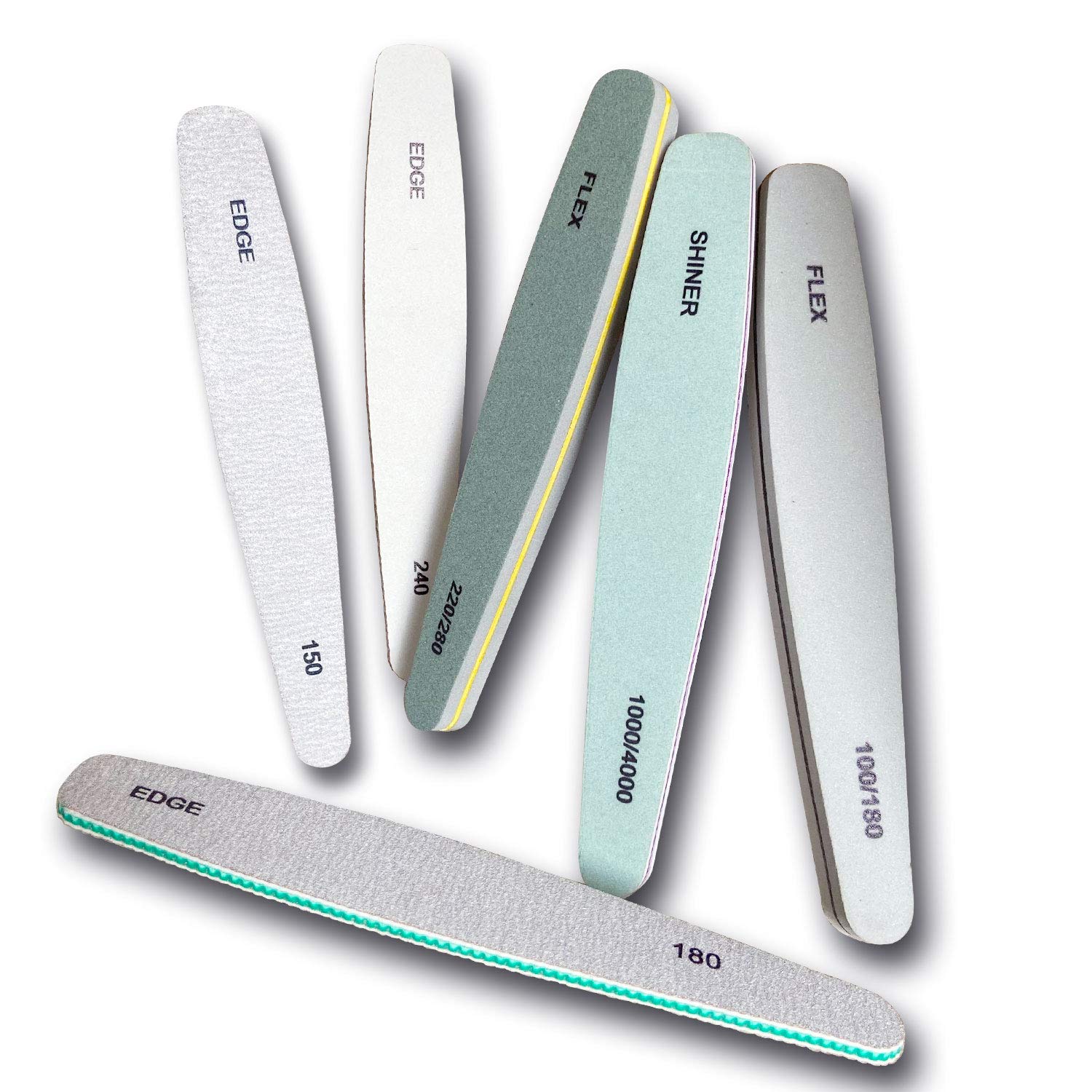 MPNETDEAL 6pcs Professional Nail Files Emery Borad Mix Grit 100 150 180 240 220 4000