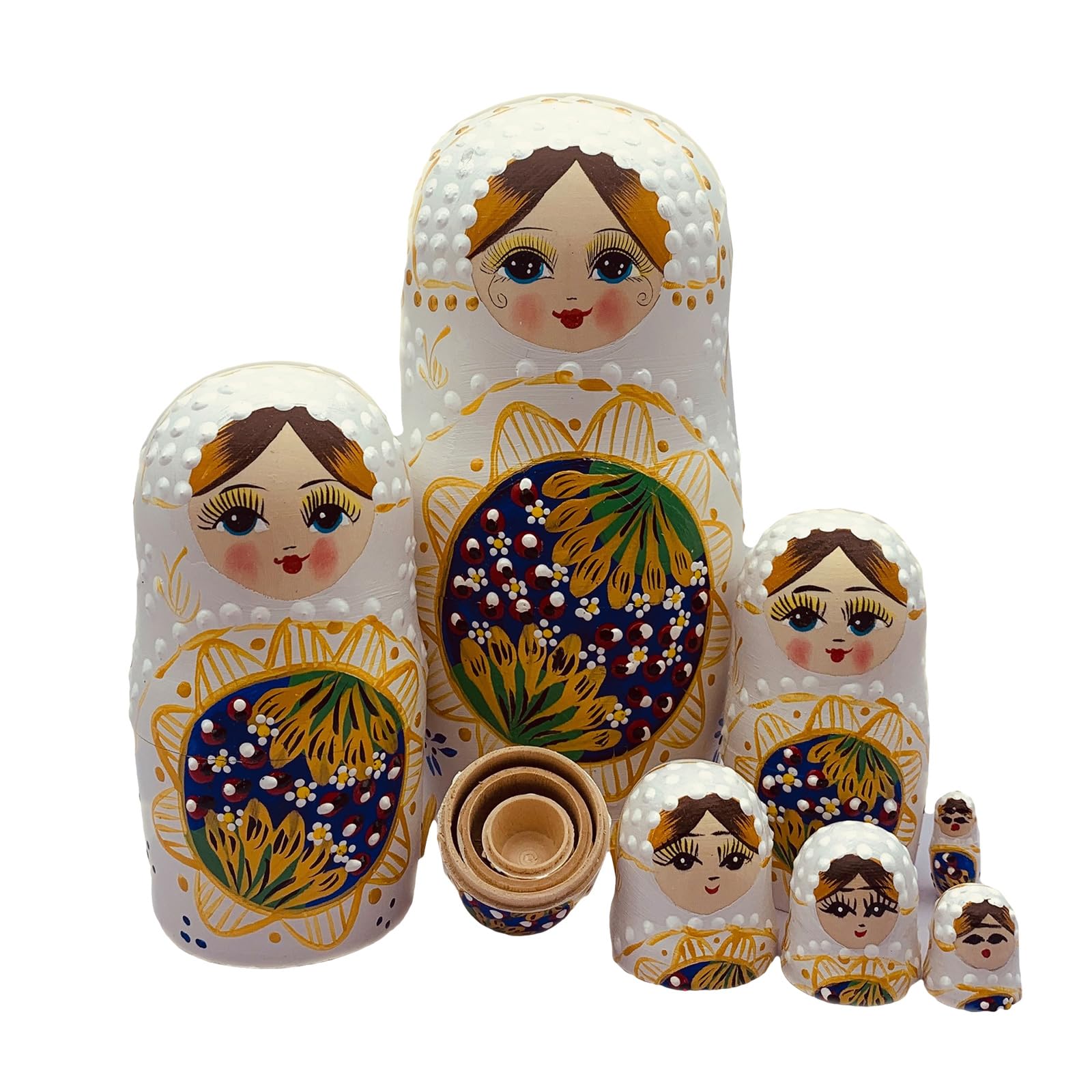 Matroschka Russische Nesting-Puppen, 7 Stück, handbemalte Holzfiguren, Dekorationen, Holzhandwerk für Ausstellungspuppen