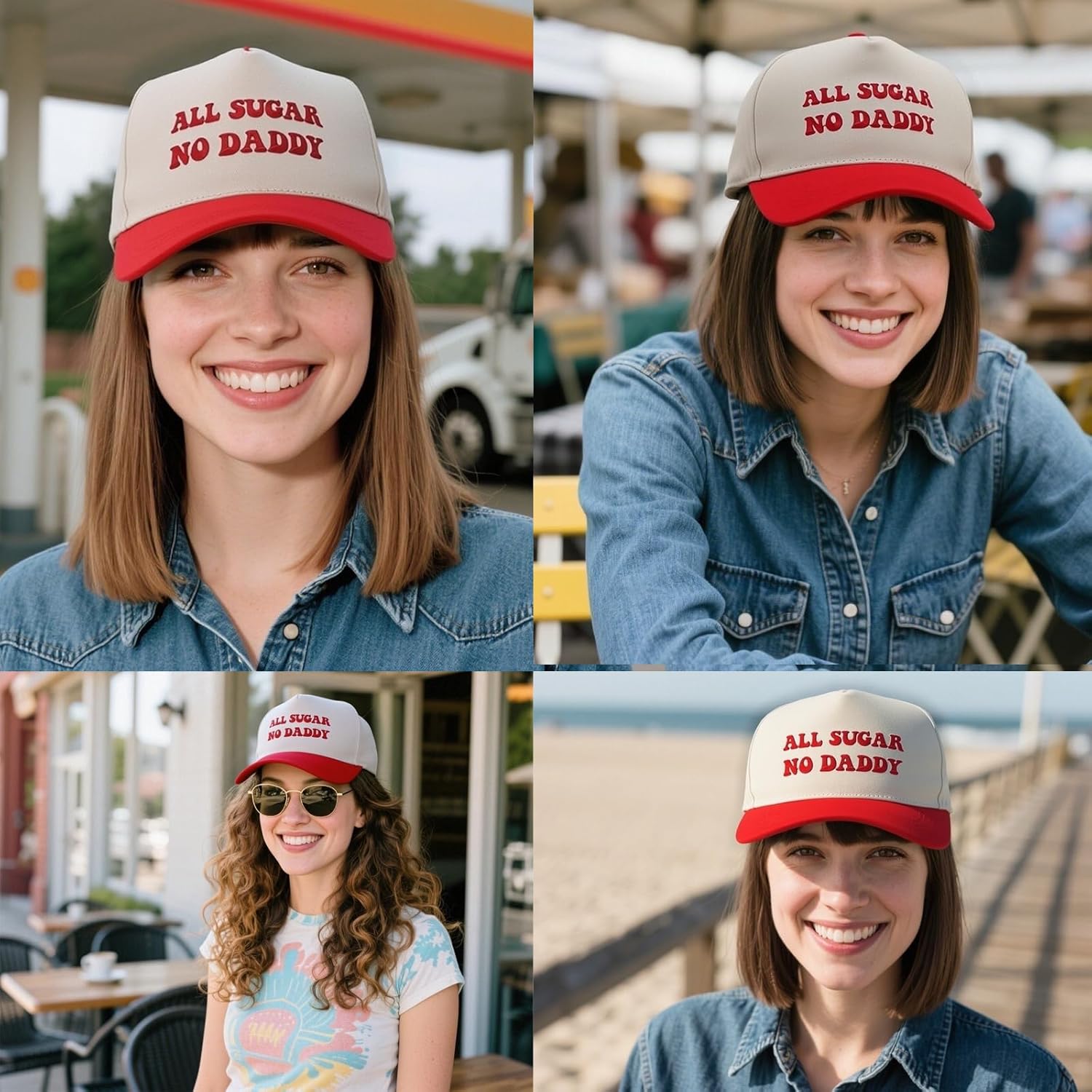 Funny Trucker Hats Embroidered Vintage Snapback Hat for Women Put It On My Husband's Tab Hats Gag Gifts Baseball Cap Red - Image 2