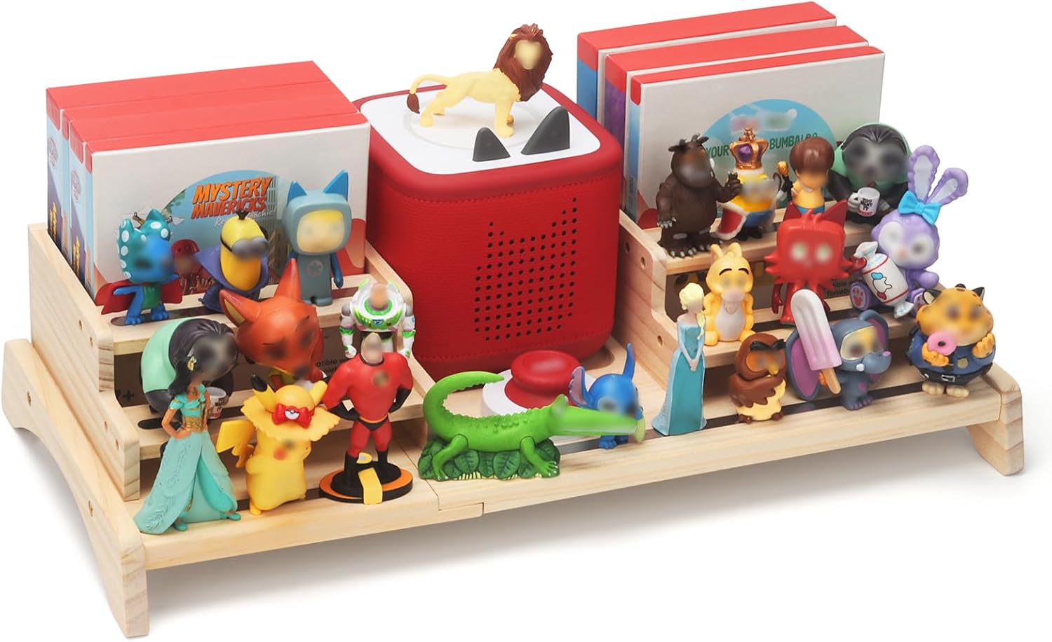 Shelf Compatible with Tonie Box 2/1 Storage, Holds 30+ Tonies Figures & Tonie Play, Magnetic Figures Display Stand Organizer & Listening Station for Kids Room