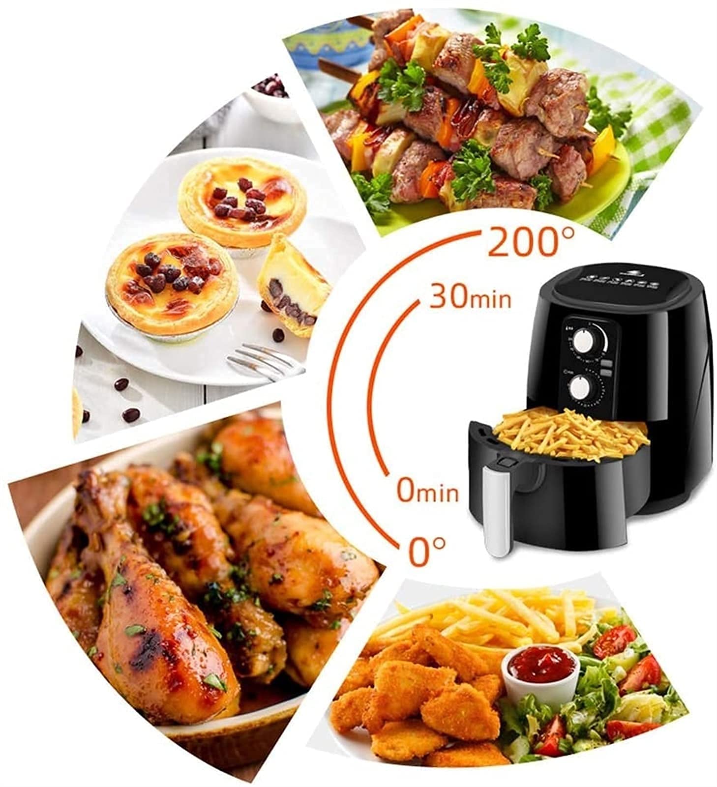 Frytkownica powietrzna do użytku domowego 5,5 l frytkownica powietrzna z wieloma funkcjami beztłuszczowa frytkownica łatwa do czyszczenia nieprzywierająca powłoka kosza frytkownica powietrzna do