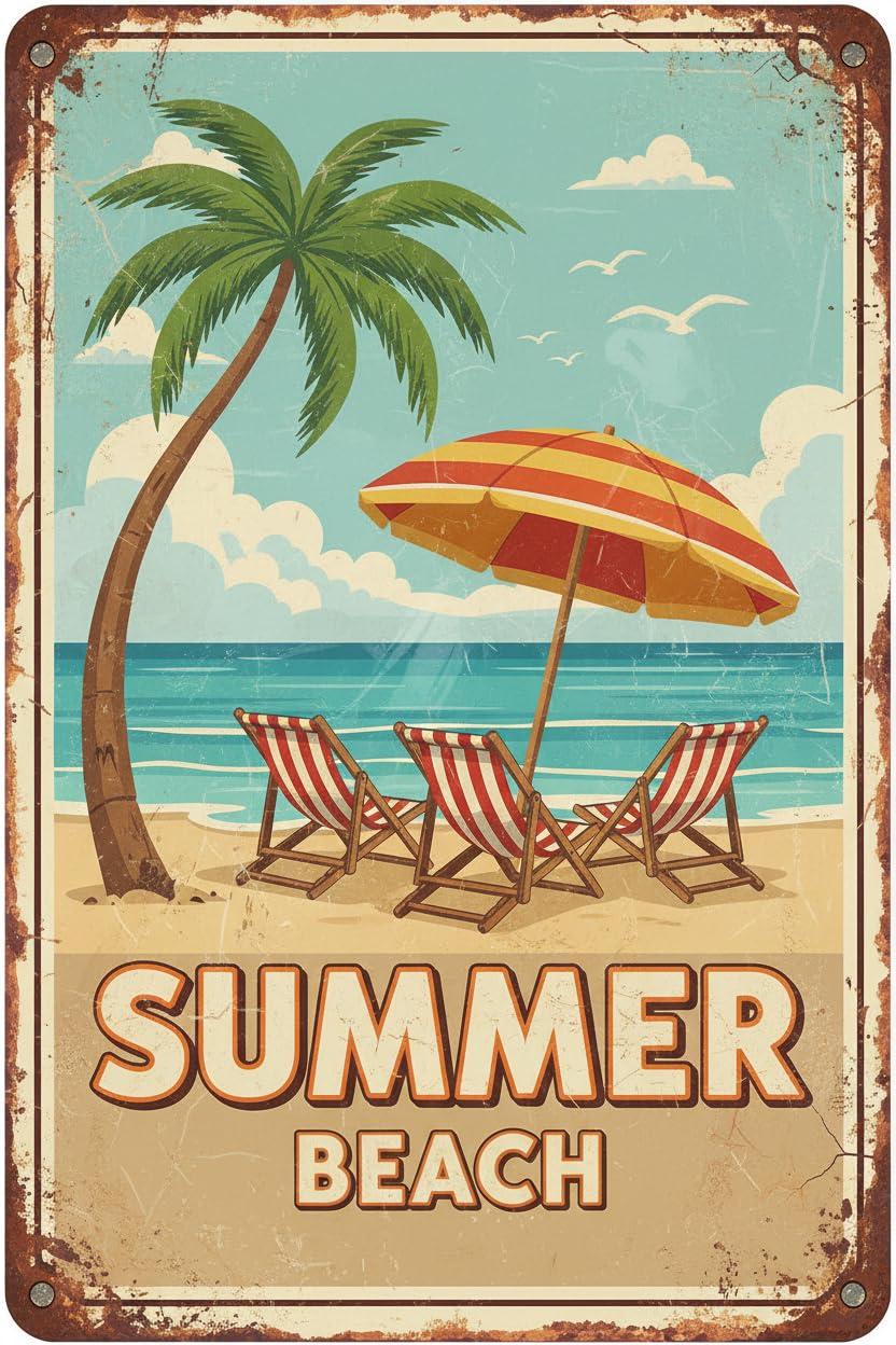 Funny Summer Beach Funny Tin Sign for Swimming Pool Beach Water Park Decor Outdoor 12 * 8inch