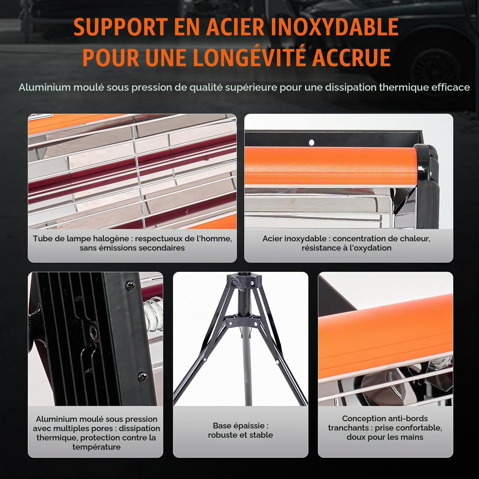 VEVOR Lampe polymérisation infrarouge double usage séchoir peinture portable sur pied, 2000 W, minuterie 0-90 min, chauffage auto pulvérisation 0,33 ㎡, lampe à polymériser avec support pour réparation