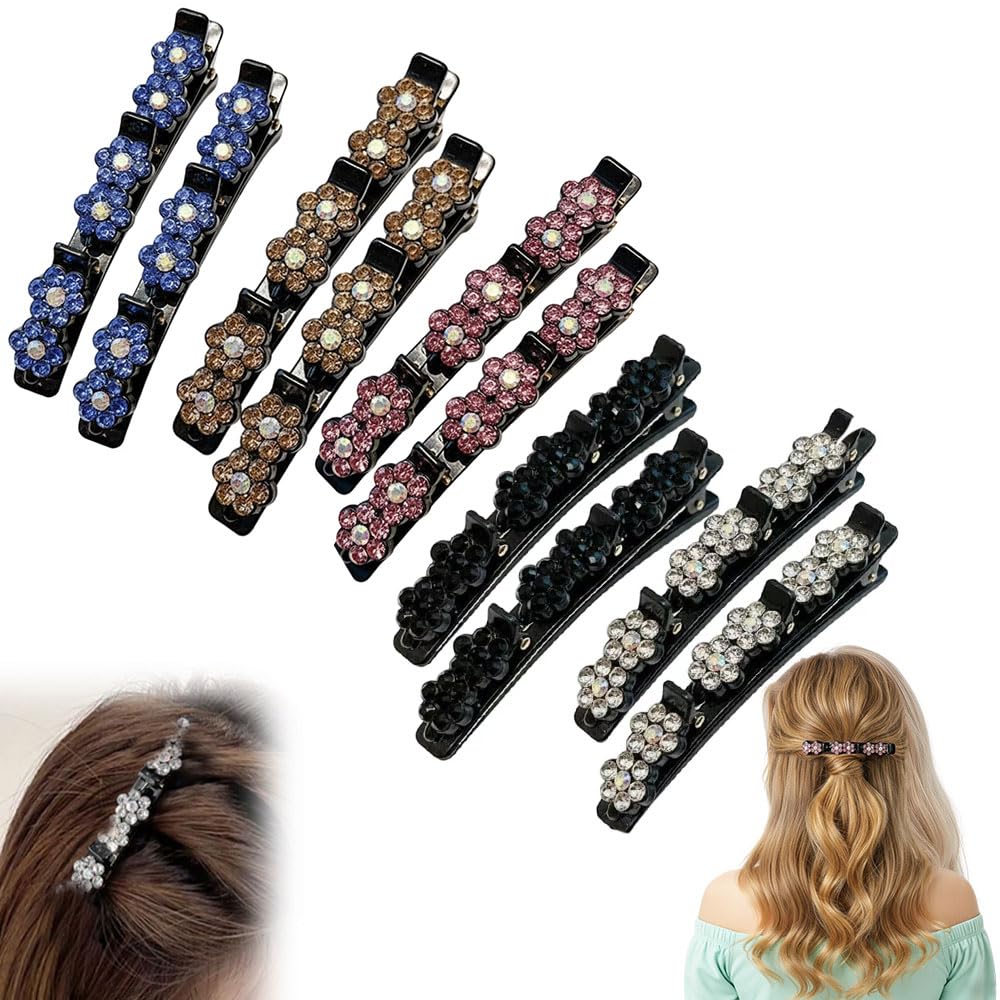 Sparkling Crystal Stone Braided Hair Clips, 2026 New Braided Hair Clips for Women and Girl,Rhinestone Hair Braid Clips, Hair Accessories for Styling Sectioning (4pcs)