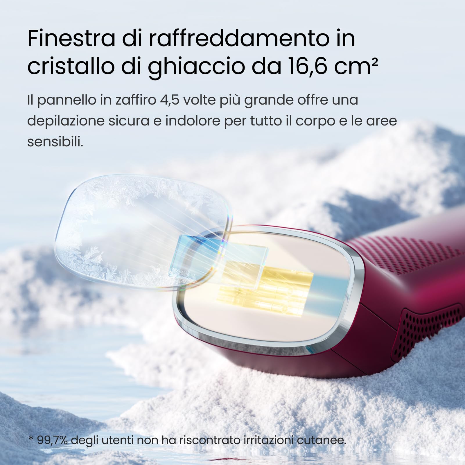 27J 100W Epilatore Luce Pulsata a quattro impulso, doppia luce, zaffiro 2°C Depilazione Indolore, 16,6 cm² di comfort, modalità PHR & 4X efficace e AI APP per peli resistenti, veloce e sicuro