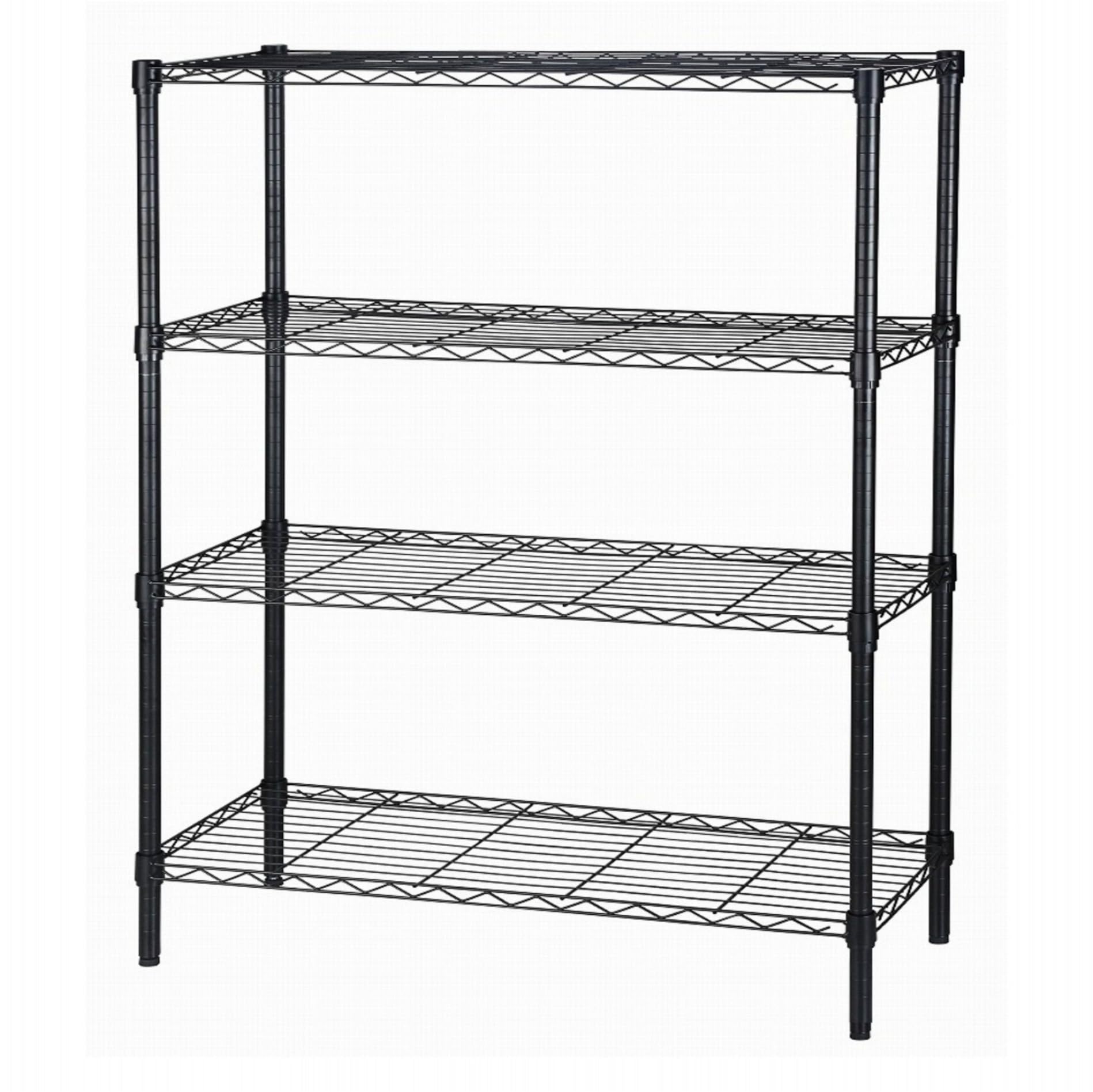 Standing Shelf Units, 36" W x 14" D x 59" H Metal Storage Shelves, Adjustable Carbon Steel Wire Shelving Rack (4-Tiers, Black)
