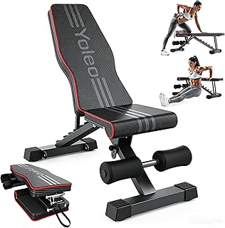 YOLEO klappbare Hantelbank Multifunktion Training Fitness Bank Bauchtrainer Schrägbank mit 6-Fach Verstellbarer Rückenlehne/3-Fach verstellbarer Sitzkissen,Belastung 300kg