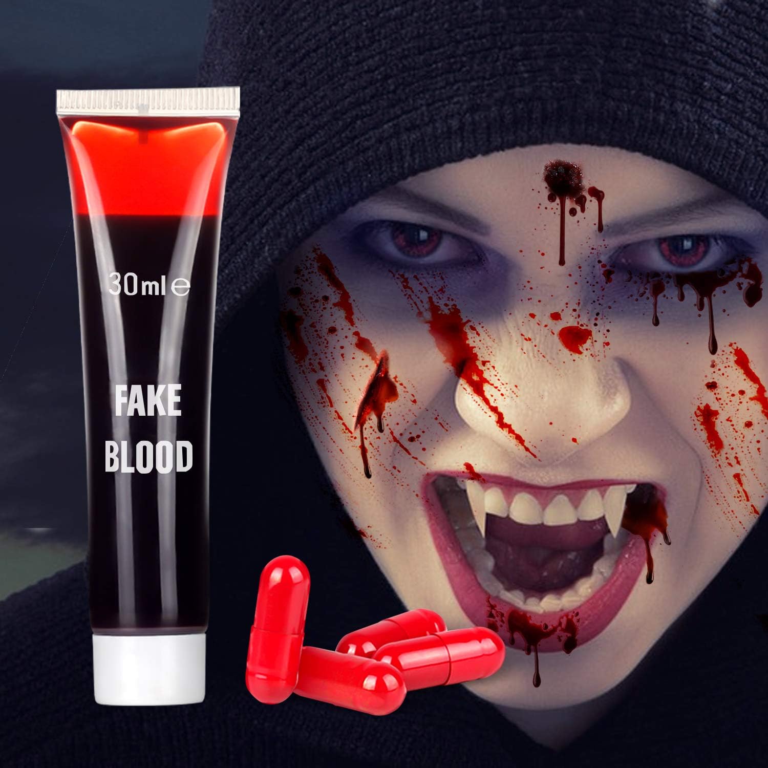 pic Blood Dripping From Mouth Makeup soofun halloween fake blood make up face fake blood paint makeup washable zombie face blood makeup for clothes and mouth 30ml realistic vampire