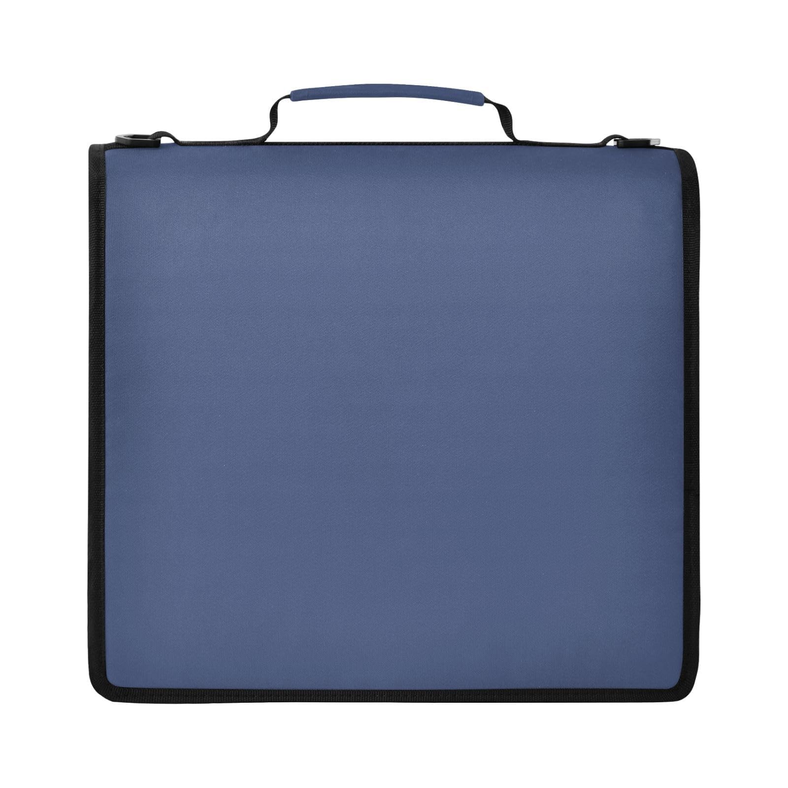 Solido Blu Navy Design Zipper 3 Anelli Raccoglitore Bag