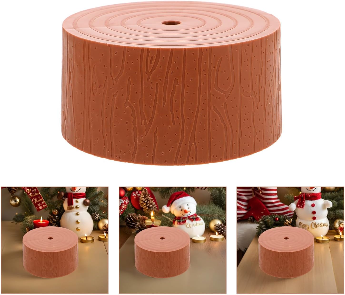 4pcs Mini Artificial Tree Stump Stand for Small Christmas Trees