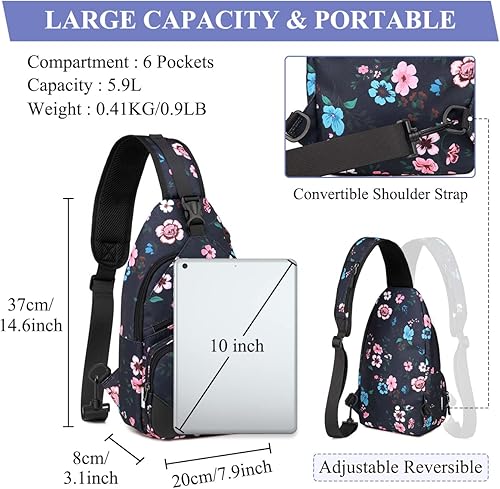 Miniatura 9 de VASCHY Bolso bandolera para hombres y mujeres, una correa sobre el hombro, mochila cruzada para senderismo, viajes, al aire libre