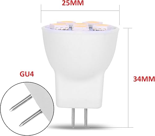 Miniatura 2 de MR8 - Bombilla LED de repuesto para mini lámparas halógenas empotradas de 12 voltios, 1 pulgada de diámetro, GU4, RV, barco, cámper, yate, tren,