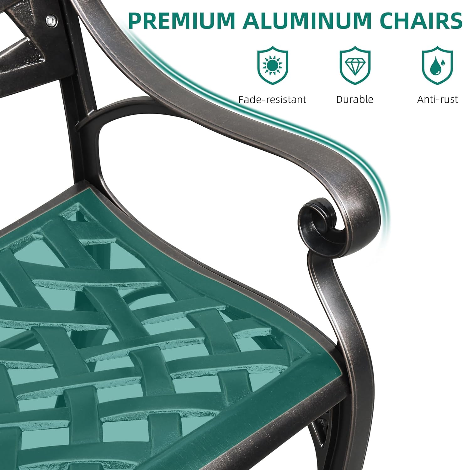 YITAHOME Cast Aluminum Outdoor Bench for 2 Persons, 39.4'' Heavy Duty Rust Free Patio Garden Bench for Front Porch Yard Lawn Entryway Deck, Park Bench, Outdoor Benches, Bronze