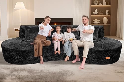 Miniatura 6 de HABUTWAY Sofá modular modular de 104 pulgadas con relleno de espuma viscoelástica, moderno sofá curvo con 4 almohadas, no requiere montaje, sofás de