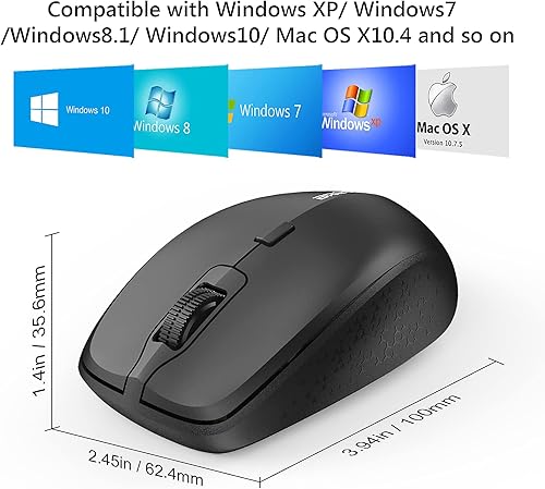 Miniatura 9 de Mouse inalámbrico para portátil, mouse portátil con alfombrilla de mouse de 2.4 GBT ergonómico para uso de mano derecha o izquierda, 3 DPI