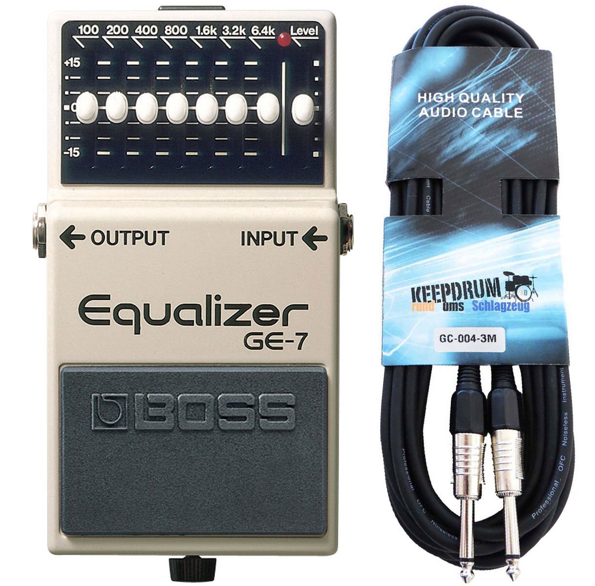 Boss GE-7 graphischer Equalizer für Gitarre + keepdrum Gitarrenkabel