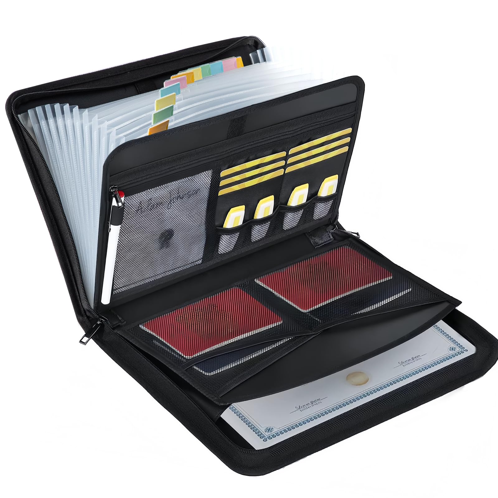 Minifactory Fireproof Document Bag A4 - Waterproof Expanding File Organiser with Handle, Silicone-Coated Fibreglass Important Document Folder for Passports, Certificates, Home Office & Travel (Black)