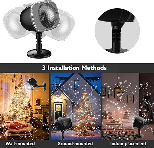 Miniatura 5 de Luces de proyector de nieve de Navidad, luces de proyector de vacaciones, impermeables, de nieve, con control remoto, para decoración de fiestas de