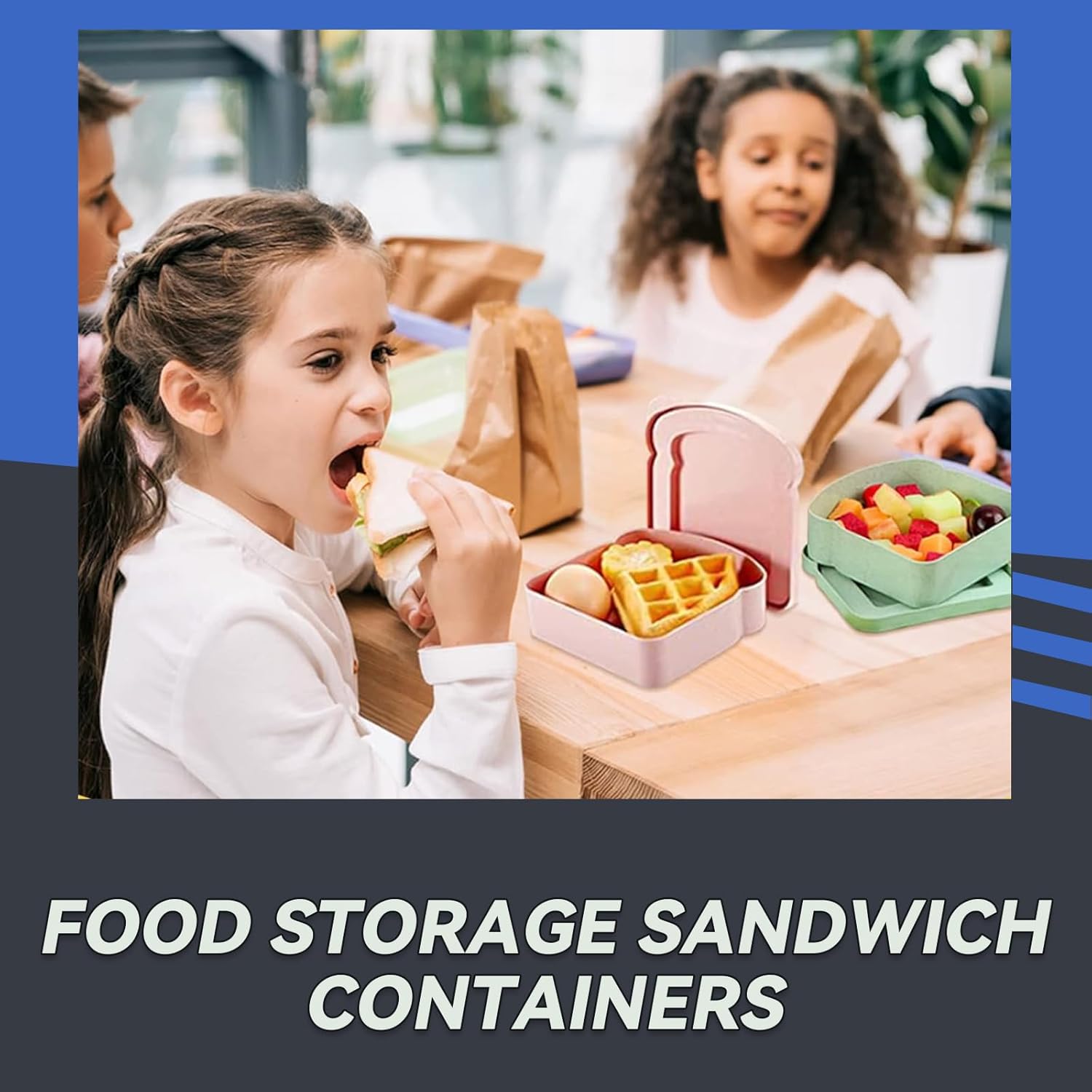 4Pcs Sandwich Containers, Sandwich Box Container, Reusable Toast-Shaped Lunchbox, BPA-Free Food Storage with Lid, Microwave & Dishwasher Safe, for Sandwiches, Fruits, Snacks - Image 7