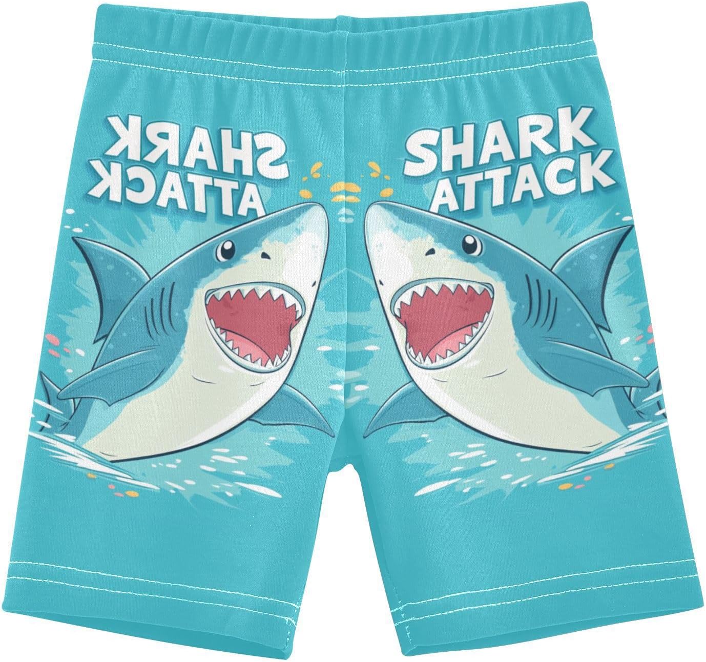 Blue Shark Ocean Girls Bike Shorts Toddler Soft Cotton Active Biker Shorts