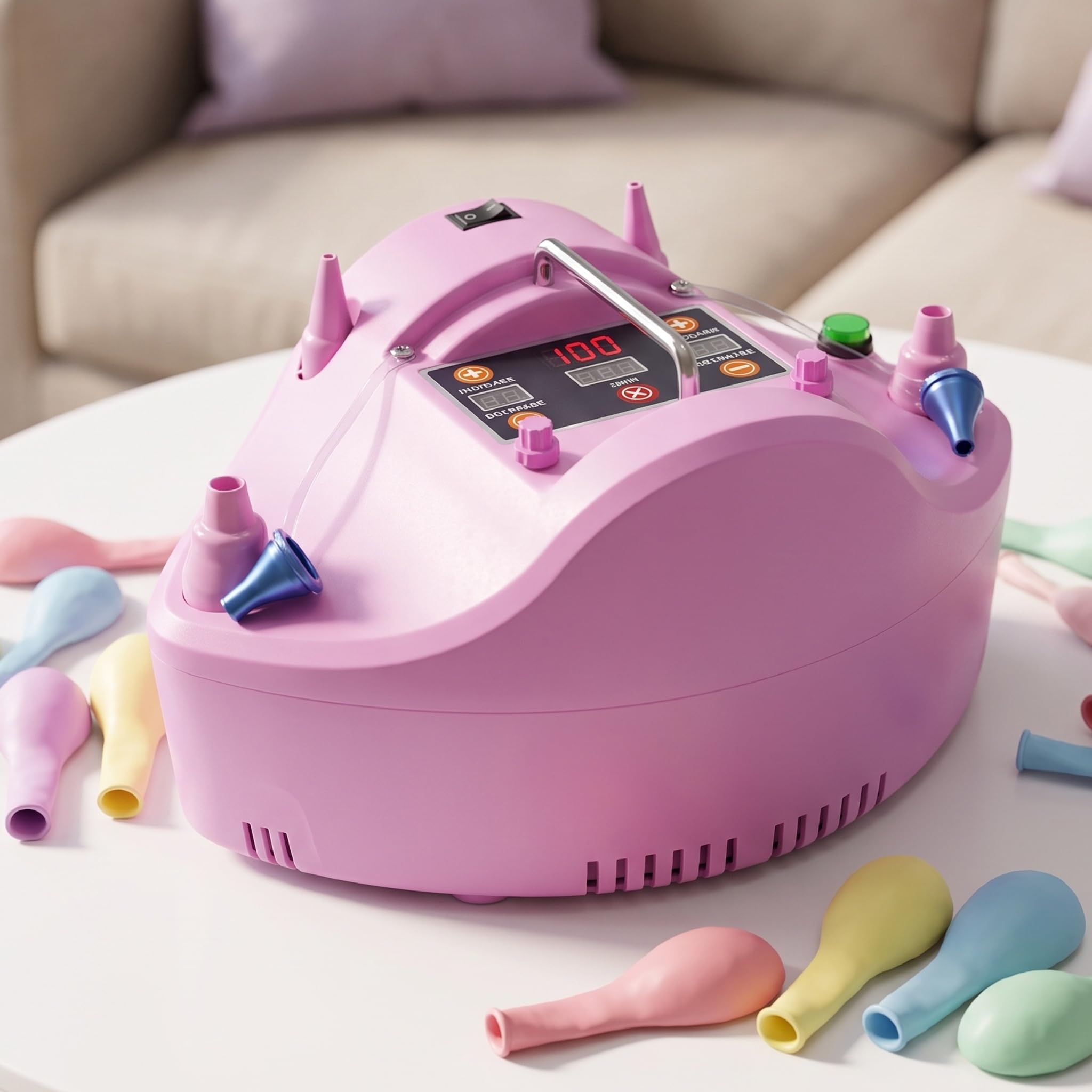 Pompa Elettrica per Palloncini, Gonfiatore Portatile A Doppio Ugello da 1200 W con Timer Digitale, Ideale per Compleanni, Feste, Matrimoni E Decorazioni per Eventi.