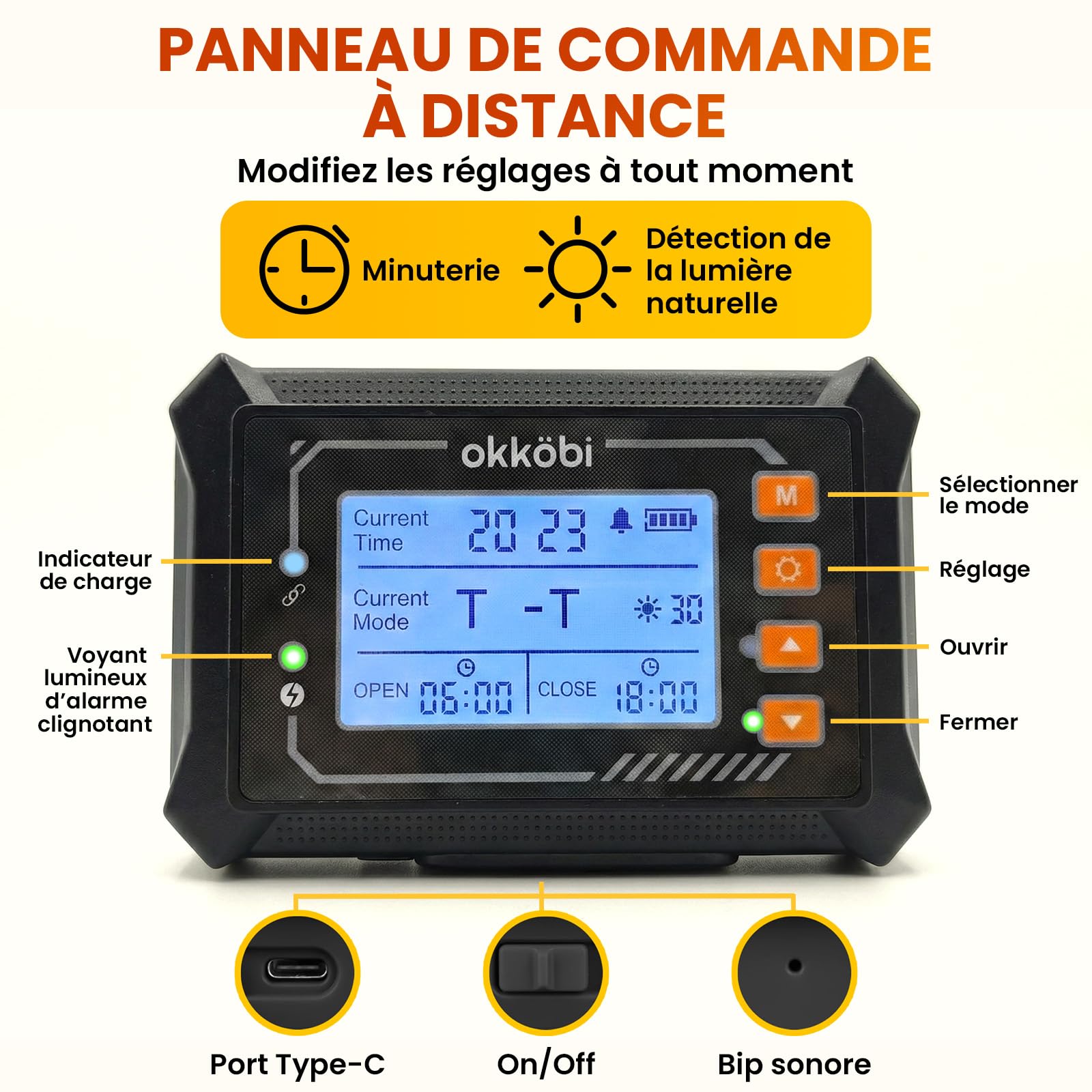 Porte Automatique de Poulailler Solaire - Boîtier de Contrôle sans Fil