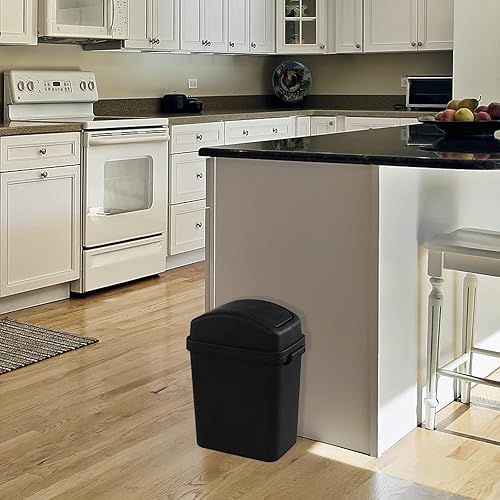 Miniatura 7 de Jandson Paquete de 4 cubos de basura pequeños de 7 L con tapa giratoria, cubo de basura de plástico negro