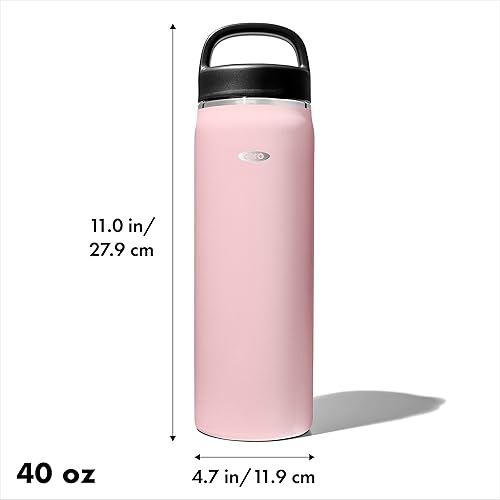 Miniatura 2 de OXO Strive - Botella aislada de 40 onzas con tapa con asa, cuarzo rosa