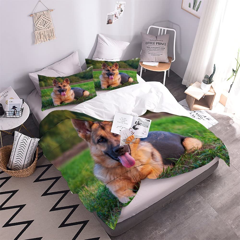 Copripiumino Per Bambini Con Pastore Tedesco – Set Biancheria Letto Singola 135x200 Con Federa – Morbida Microfibra 3D – Decorazione Camera Da Letto