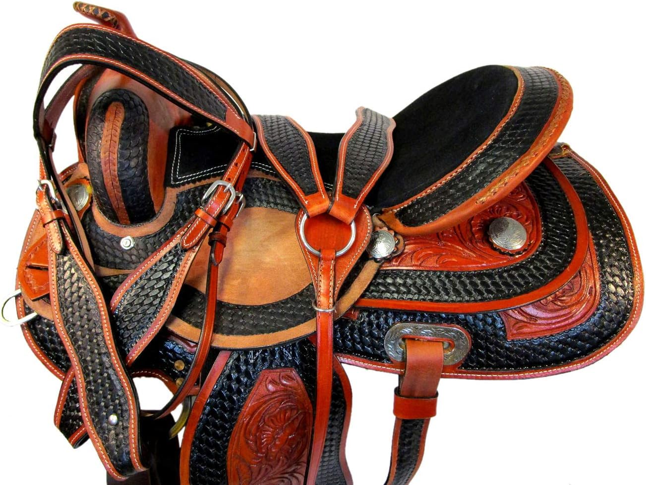 Tooled Leather Pleasure Gaited Horse Trail Show Western Barrel Saddle 15 16 17 Set