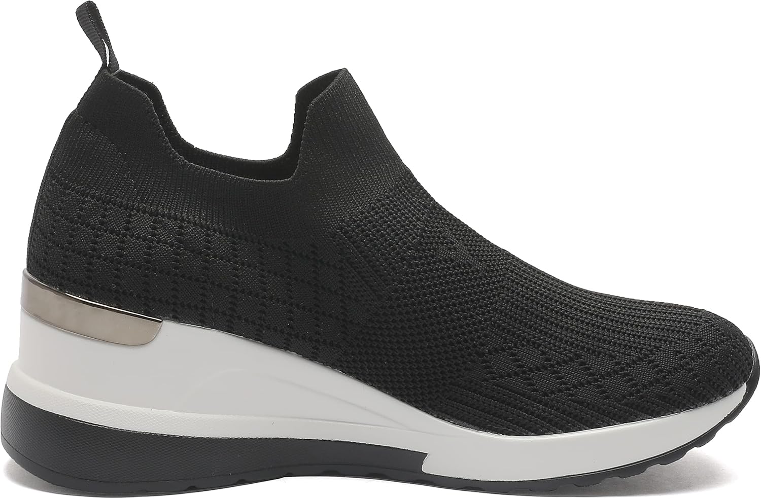 YZ High Heel Black Wedge Sneakers for Women Knit Upper Breathable Shoes - Image 6