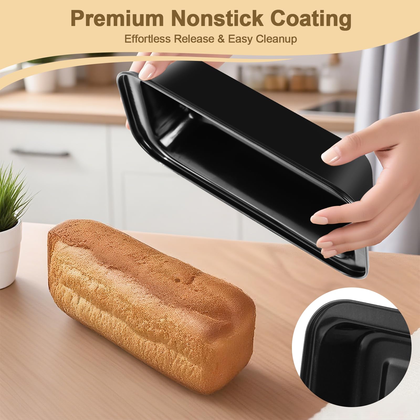 5-teiliges Antihaft-Backformen-Set – schwerer Karbonstahl, schwarz – inklusive Kuchen, Toast, Pizza, quadratisch und Muffinformen – ofen- und spülmaschinenfest