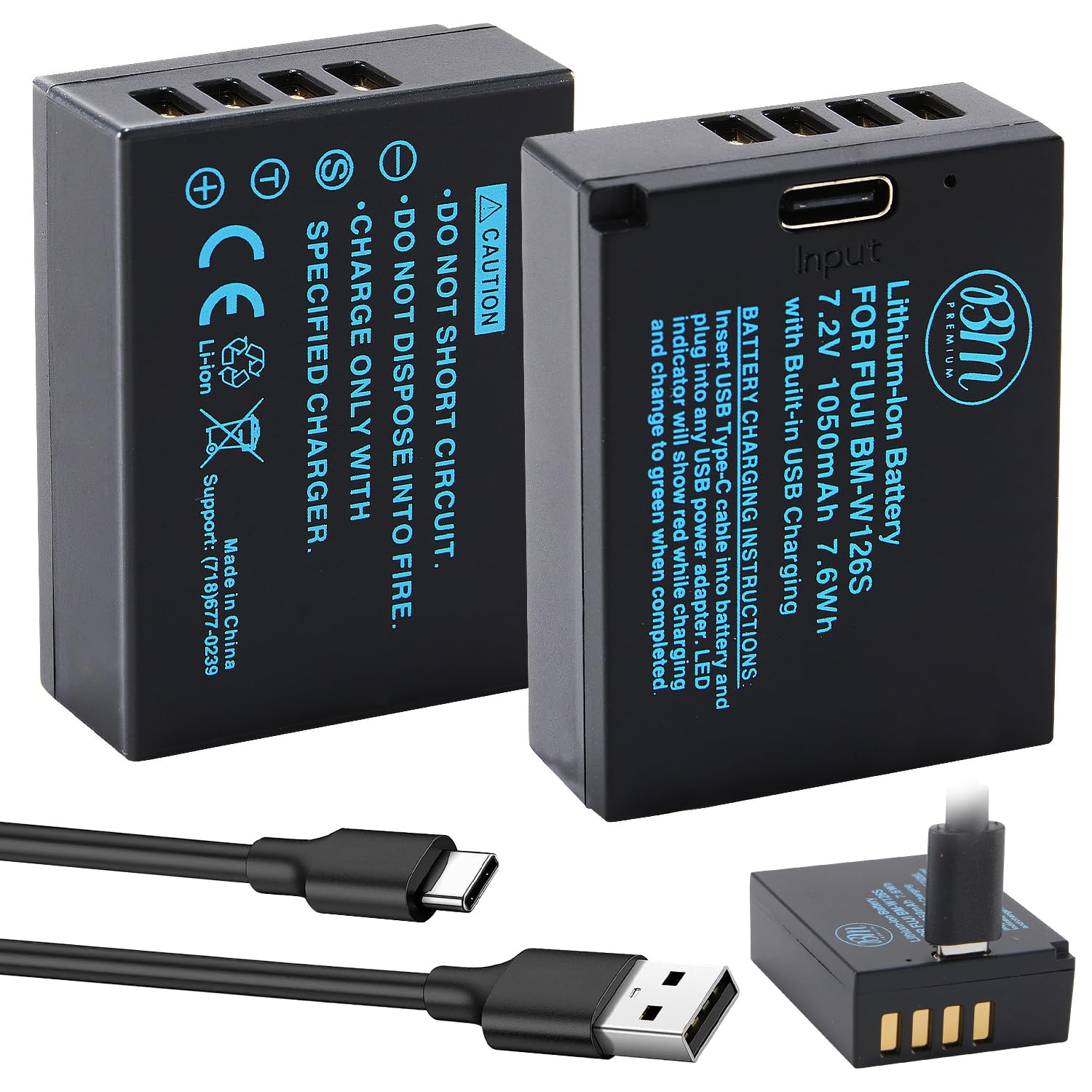 Amazon.com: BM NP-W126S Battery with Built-in Charging Port for 