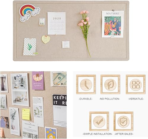 Miniatura 6 de 2 tablones de anuncios plegables de fieltro grande, 36 x 18 pulgadas, tablero decorativo enmarcado con 70 pines de rosas para paredes de escuela,