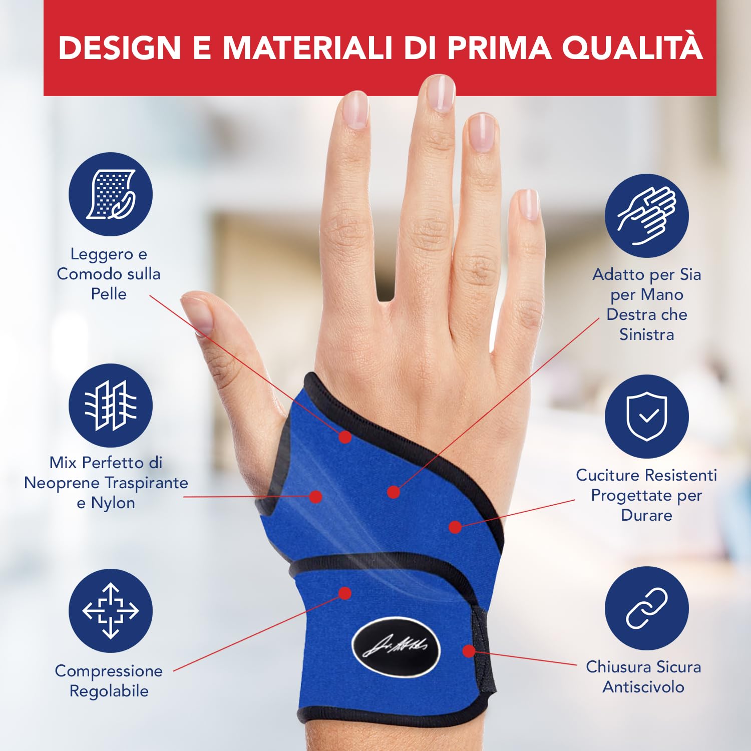 Tutore Polso con Rivestimento in Rame Ideato da Medici – Tutore Polso Sinistro e Destro per Tunnel Carpale – Fascia di Supporto con Chiusura a Strappo (Taglia Unica, Confezione Da Due, Blu)