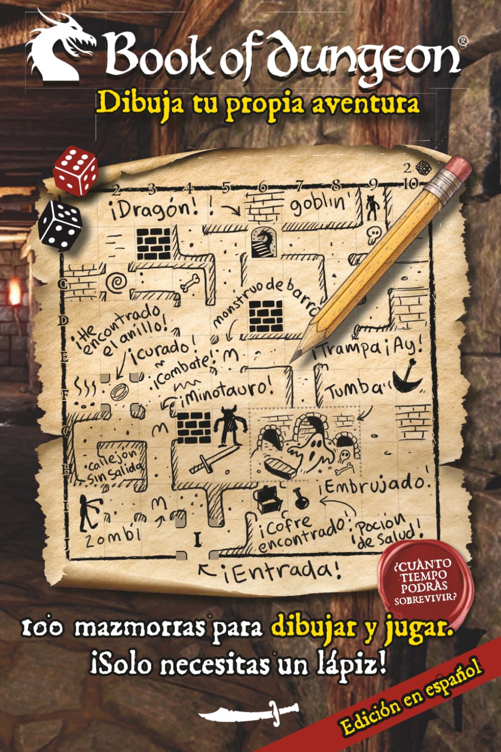 Book of Dungeon - Un libro-juego de aventuras para dibujar y jugar: 100 mazmorras para dibujar y jugar (Spanish Edition)