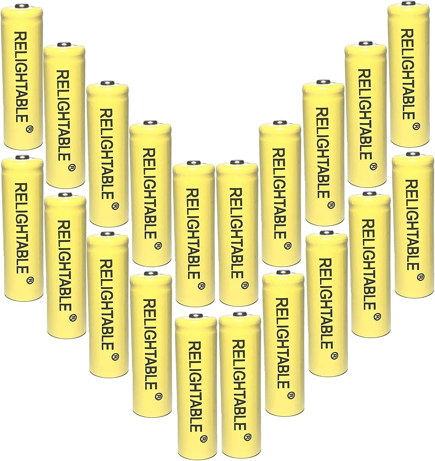 AA Size NiCd AA 600mAh 1.2V Rechargeable Batteries for Solar Lamp Solar Light (20-PCS 600mAh Yellow)