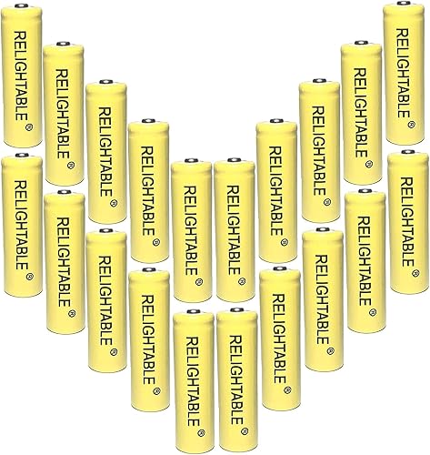 AA tamaño NiCd AA 600mAh 1.2V baterías recargables para lámpara solar luz solar (20-PCS 600mAh amarillo)