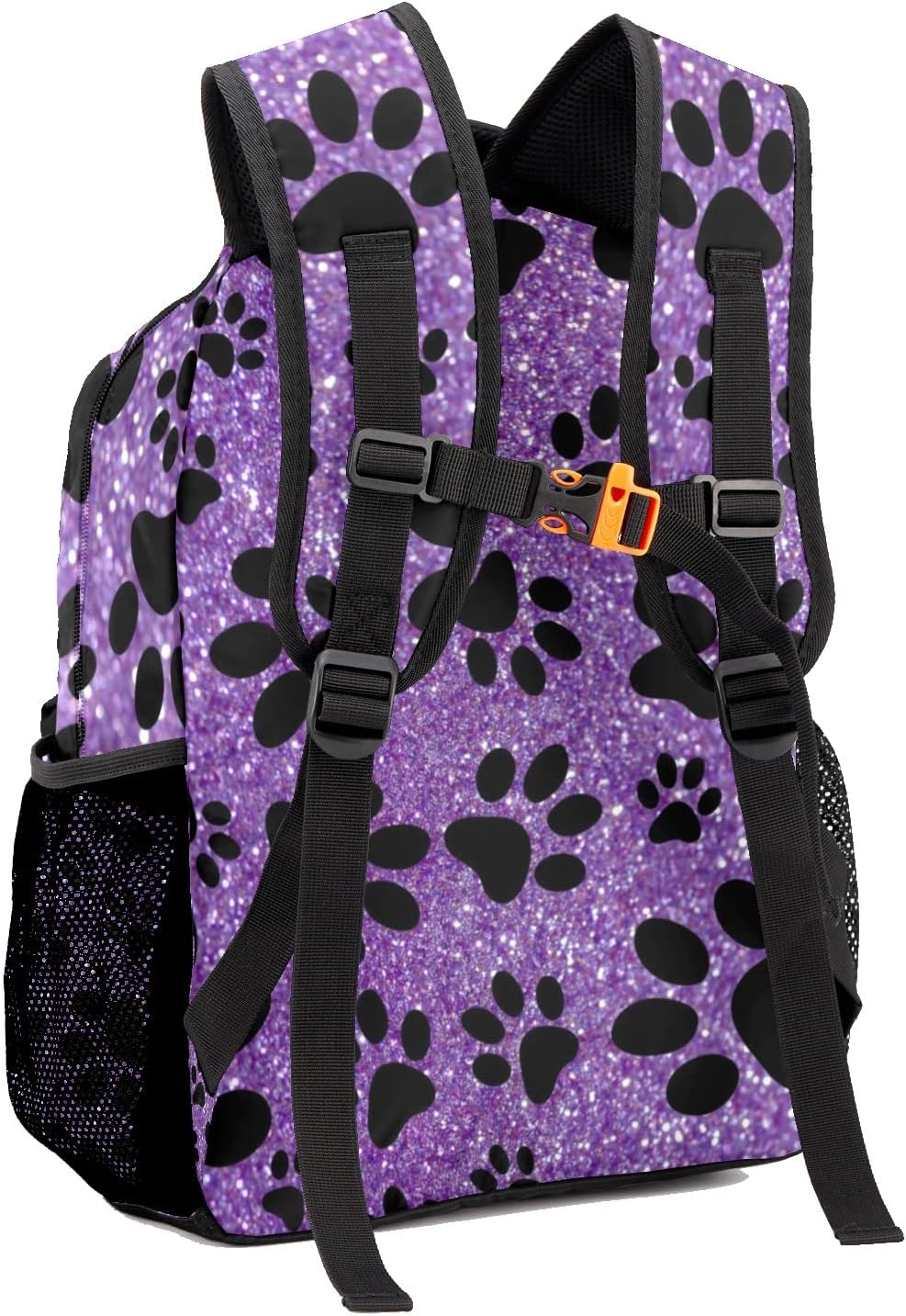 Dog Paw Purple Glitter Personalized Kids School Backpack Custom Name for Boys Girls Primary Daypack Bookbag Travel Bag