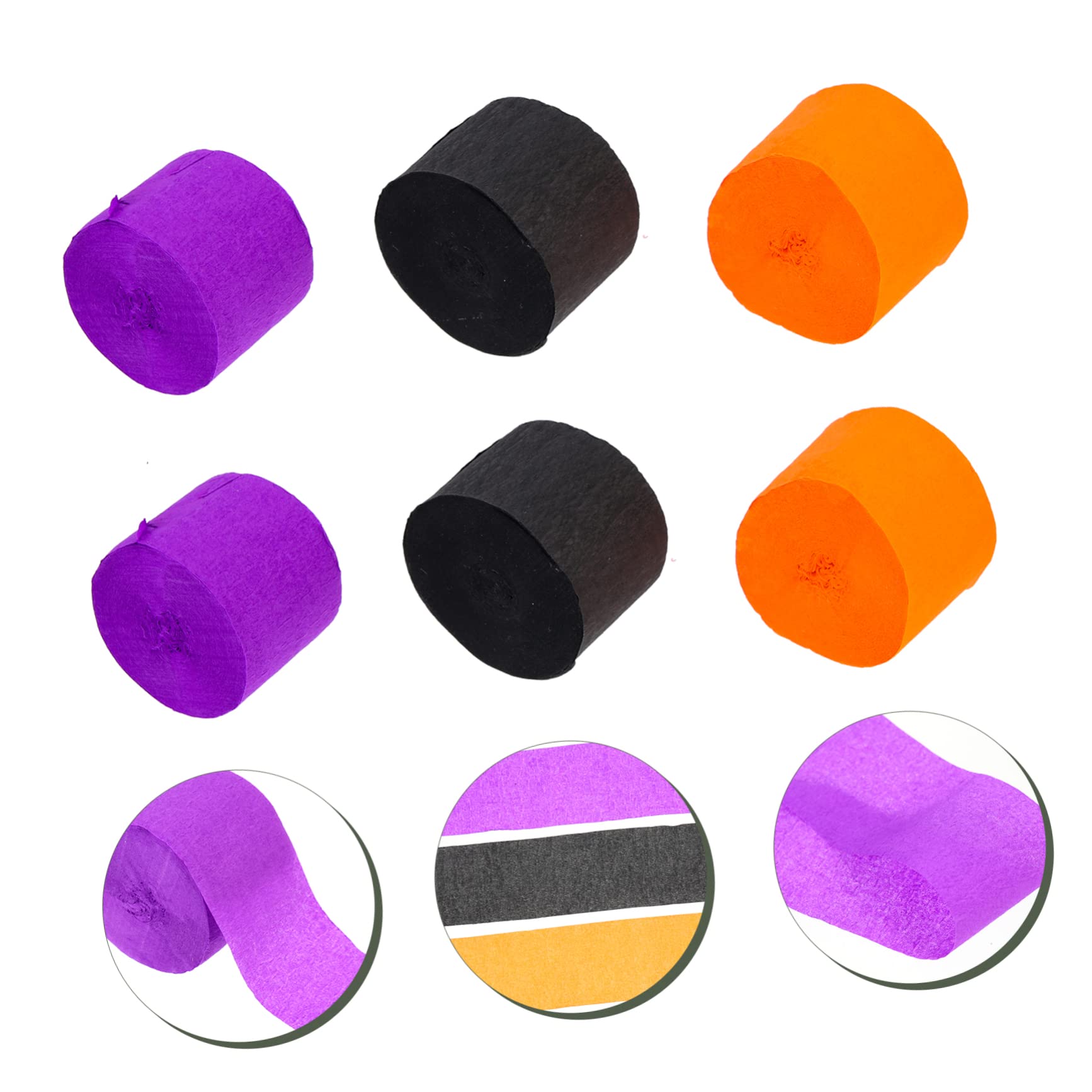SEWACC 5sets Halloween Banner Set Crepe Luftschlangen Orange Schwarz Papier Dekorationen Party Luftschlangen Banner 6 Rollen * 5