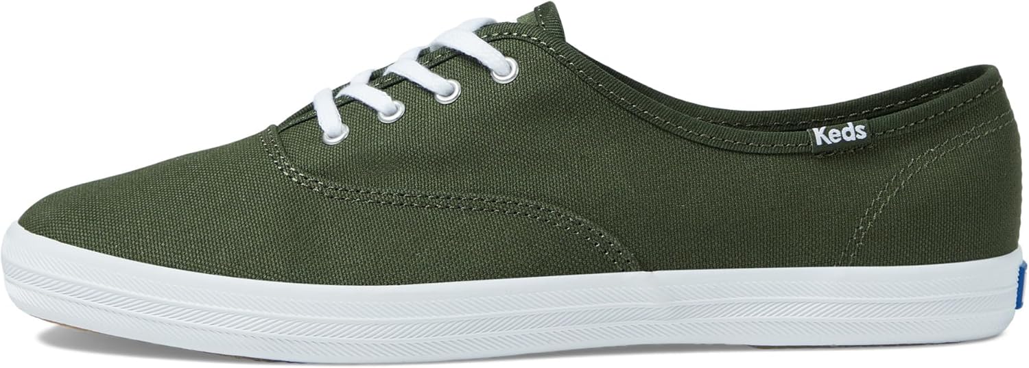 Keds Women's Champion Canvas Lace Up Sneaker, Olive, 6