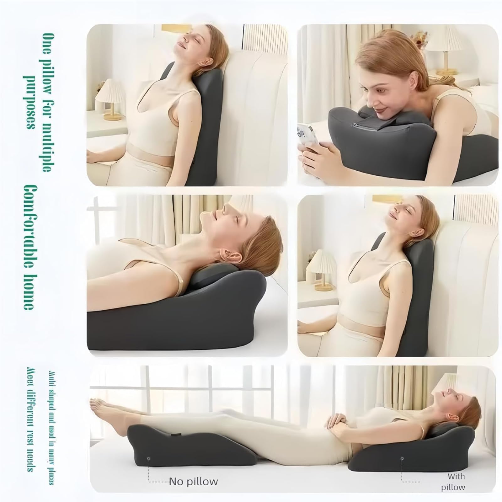 Oreiller de couple - Oreiller d'intimité pour couple - Soutien ergonomique de la posture pour la colonne vertébrale - Oreiller de lit multifonction - Position parfaite à 27° pour toutes les postures