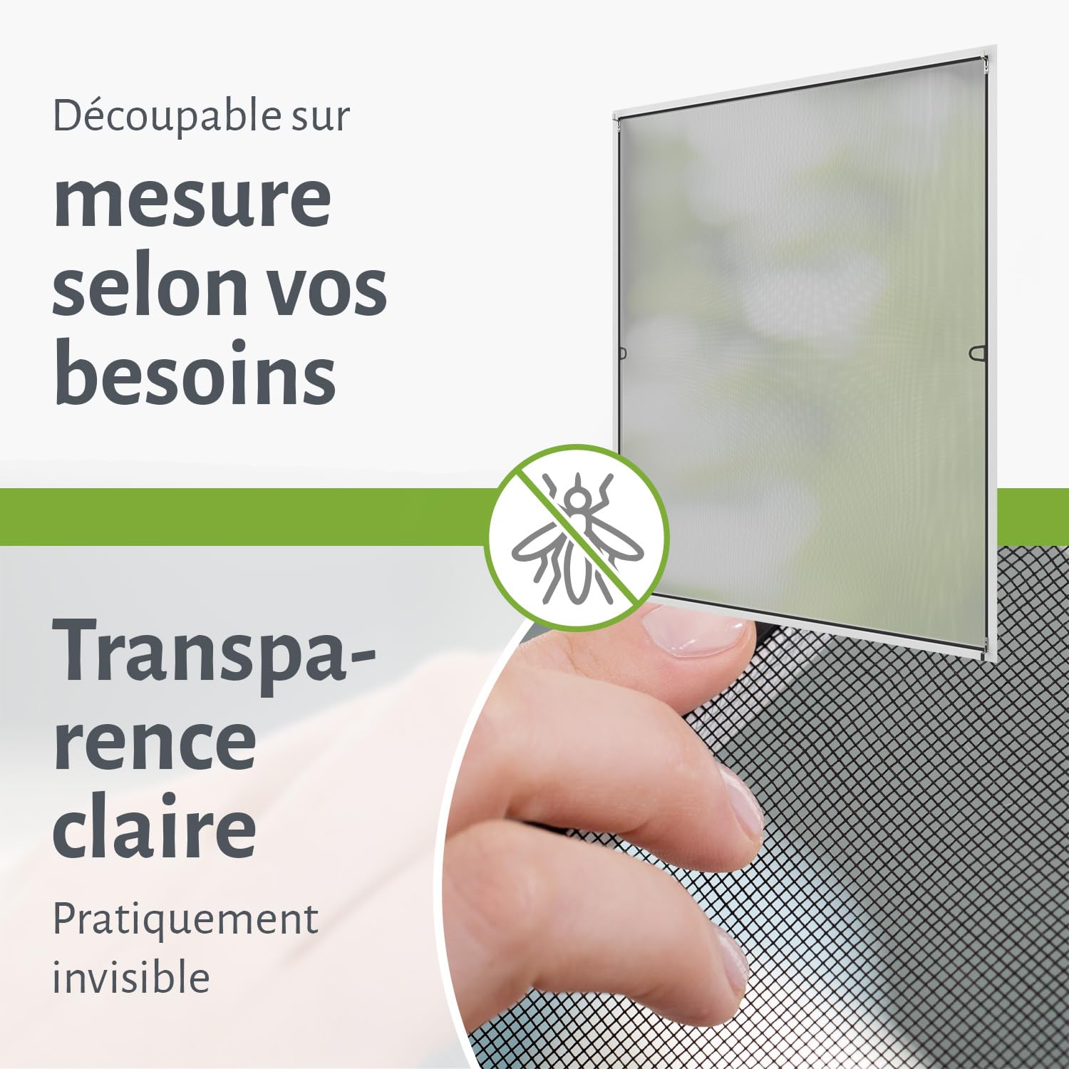 empasa moustiquaire de fenêtre START moustiquaire avec cadre aluminium en blanc, marron ou anthracite à monter soi-même, Couleur:blanc, Taille:130 x 150