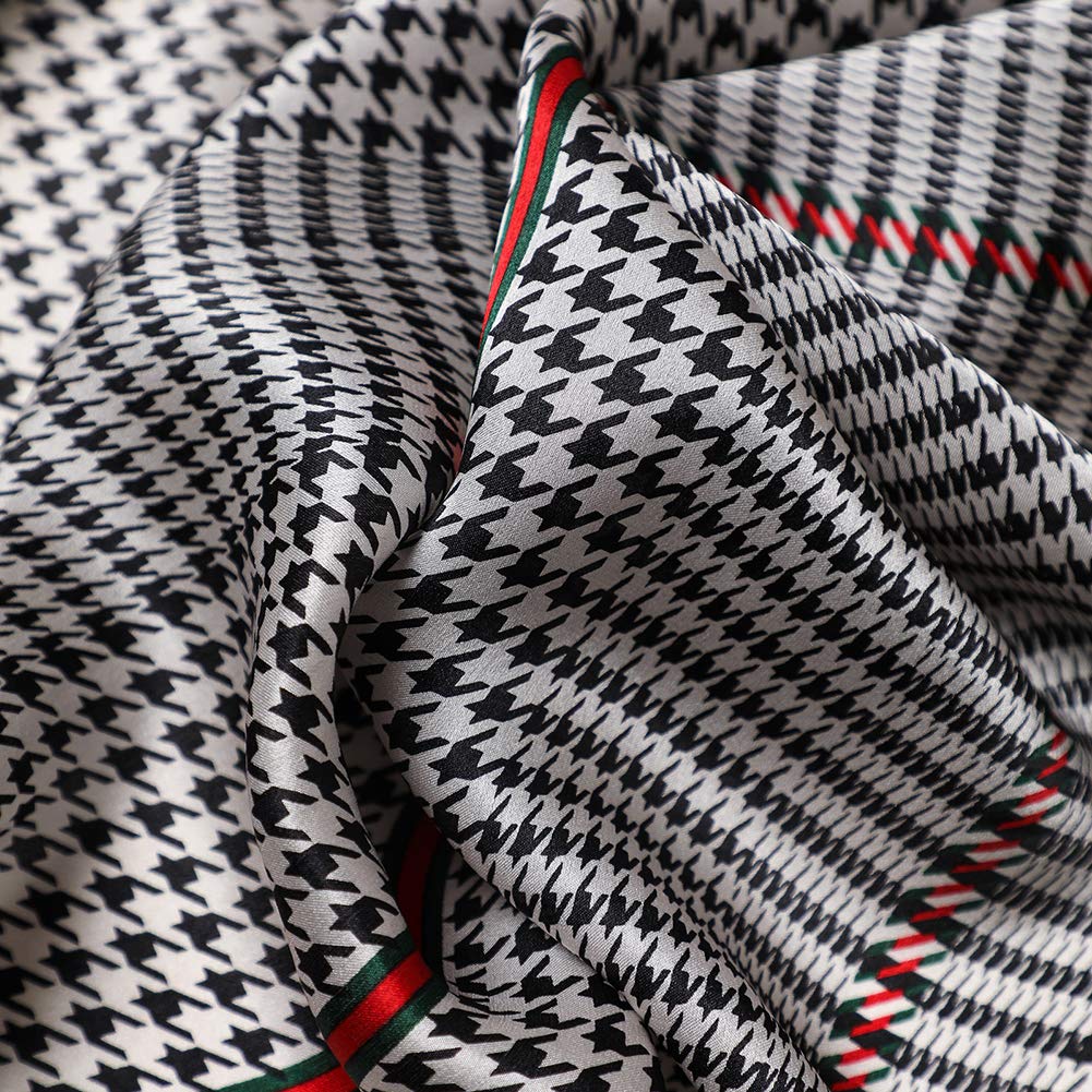 STORY OF SHANGHAI Sciarpa di 100% Seta Charmeuse da Donna Foulard a Raso con Fantasie Orientale, 56x177cm