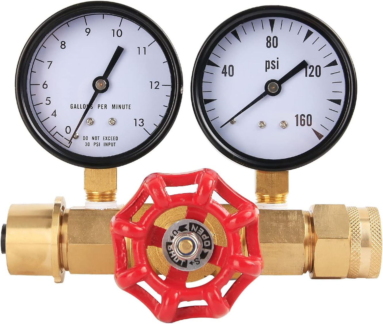 Watflow Water Gauge - Pressure, Flow, & PSI Test Gauge,0-160psi,0-13 GPM, 3/4" Female Hose Threas.