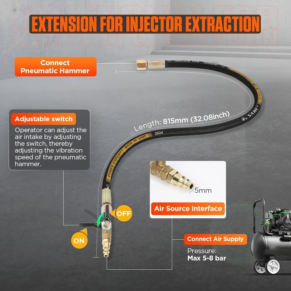 HEYOUTH 24pezzi Estrattore iniettori Diesel,Estrattore per Iniettori Pneumatici Estratto per Iniettori Diesel Set Rimozione degli,con Adattatori,per Motori Diesel Estrattore