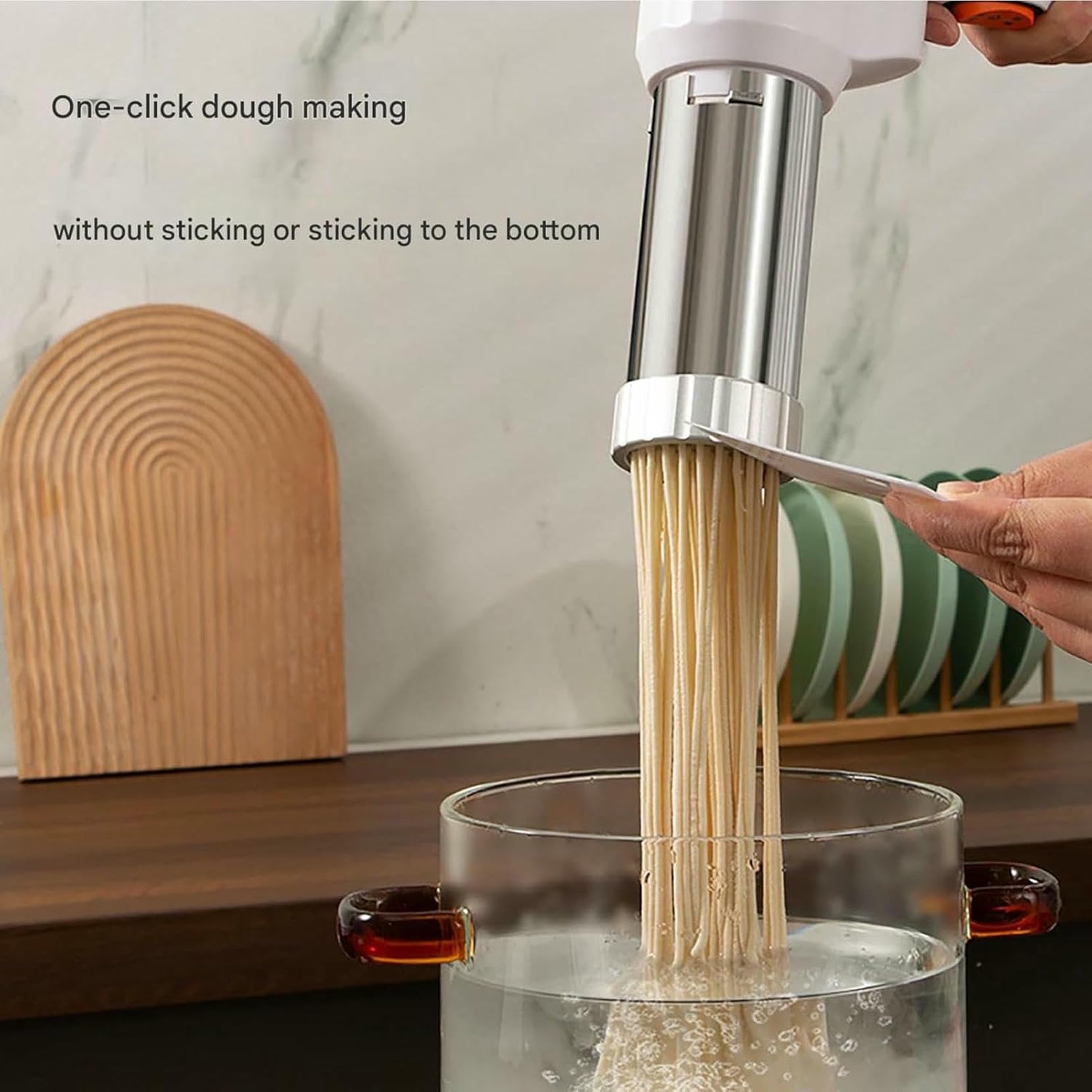 Con 5 moldes for fideos, extrusora de pasta pequeña recargable 1500 mAh for espaguetis, fettuccini y lasaña caseros