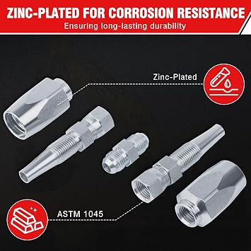 5Pcs Hydraulic Hose Field Repair Kit,1/4 1/2 3/8 Inner Diameter Reusable