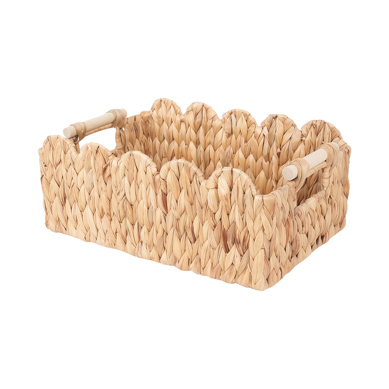 Portable Woven Storage Bin for Bedroom Closet Braided Water Hyacinths Seagrasses Basket Handwoven Books and Toy Holder Storage Bin