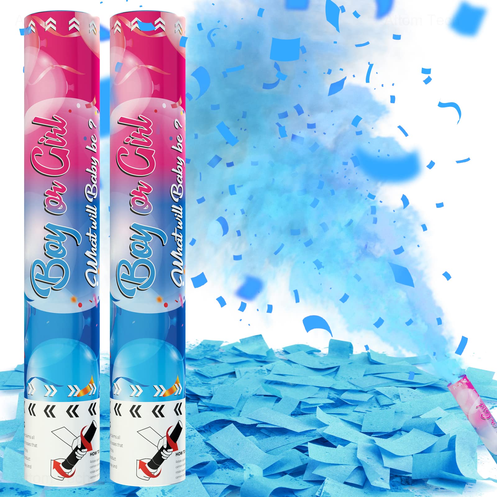 Gender Reveal Confetti Cannons Set Of 2 Blue, Gender — free download